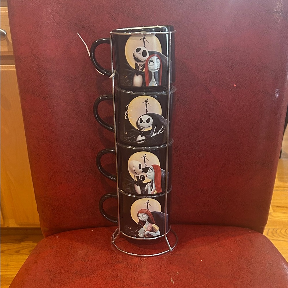 Disney Black and White Nightmare Before Christmas Stacking Mugs